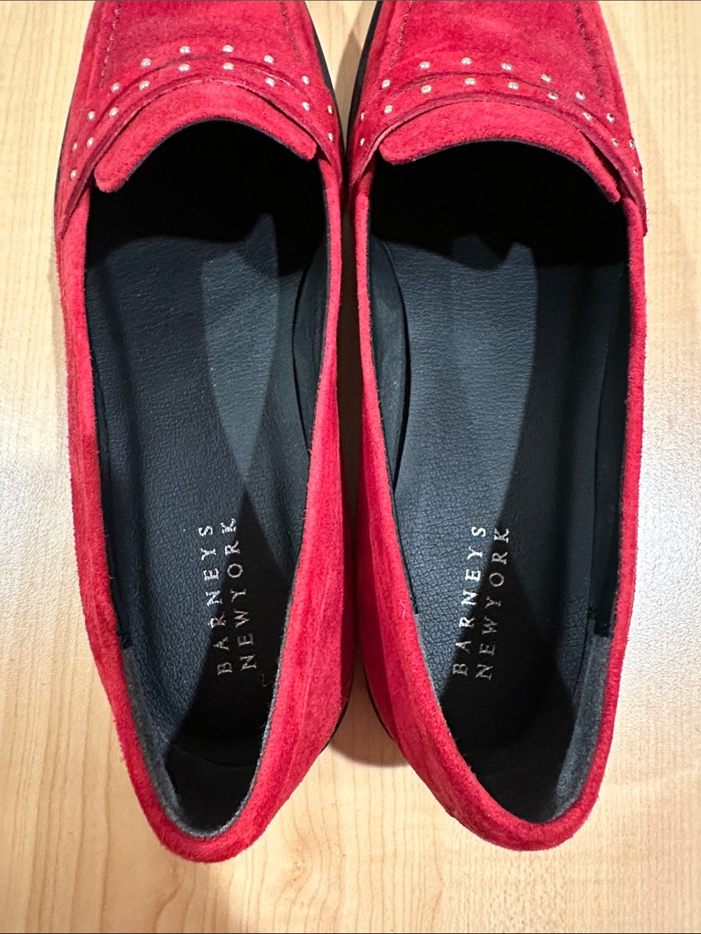 Barneys New York Red Suede Studded Women's Loafers size 39 - Picture 5 of 6